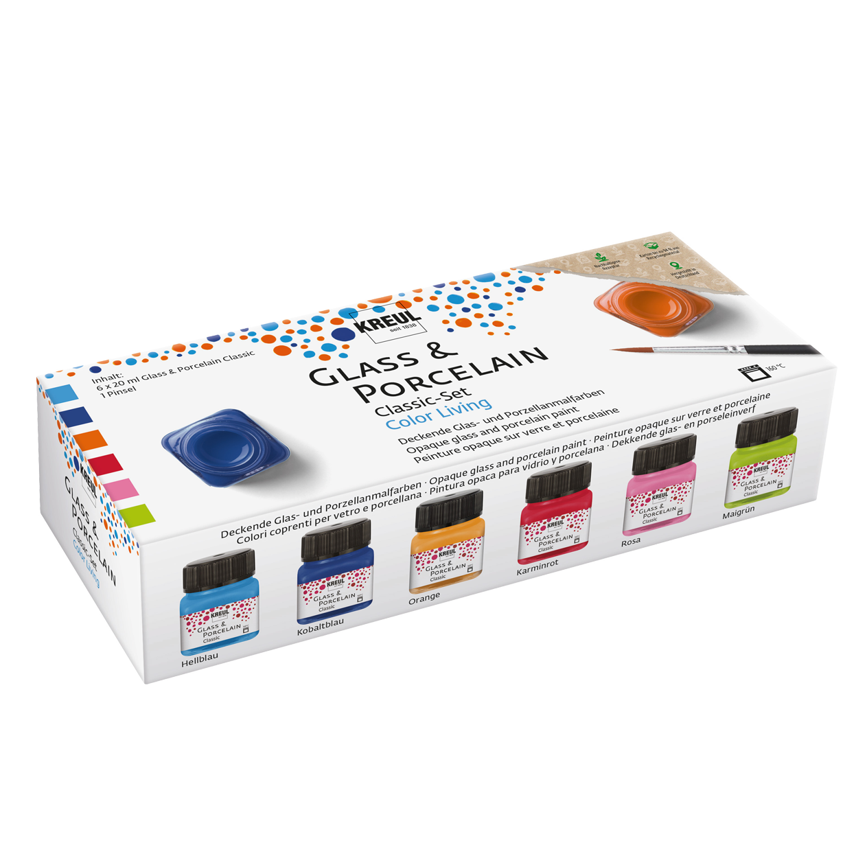 KREUL Glass & Porcelain Classic Set Color Living 6 x 20 ml