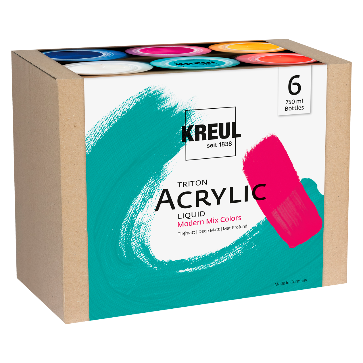 KREUL Triton Acrylic Liquid Set Modern Mix Colors 6 x 750 ml