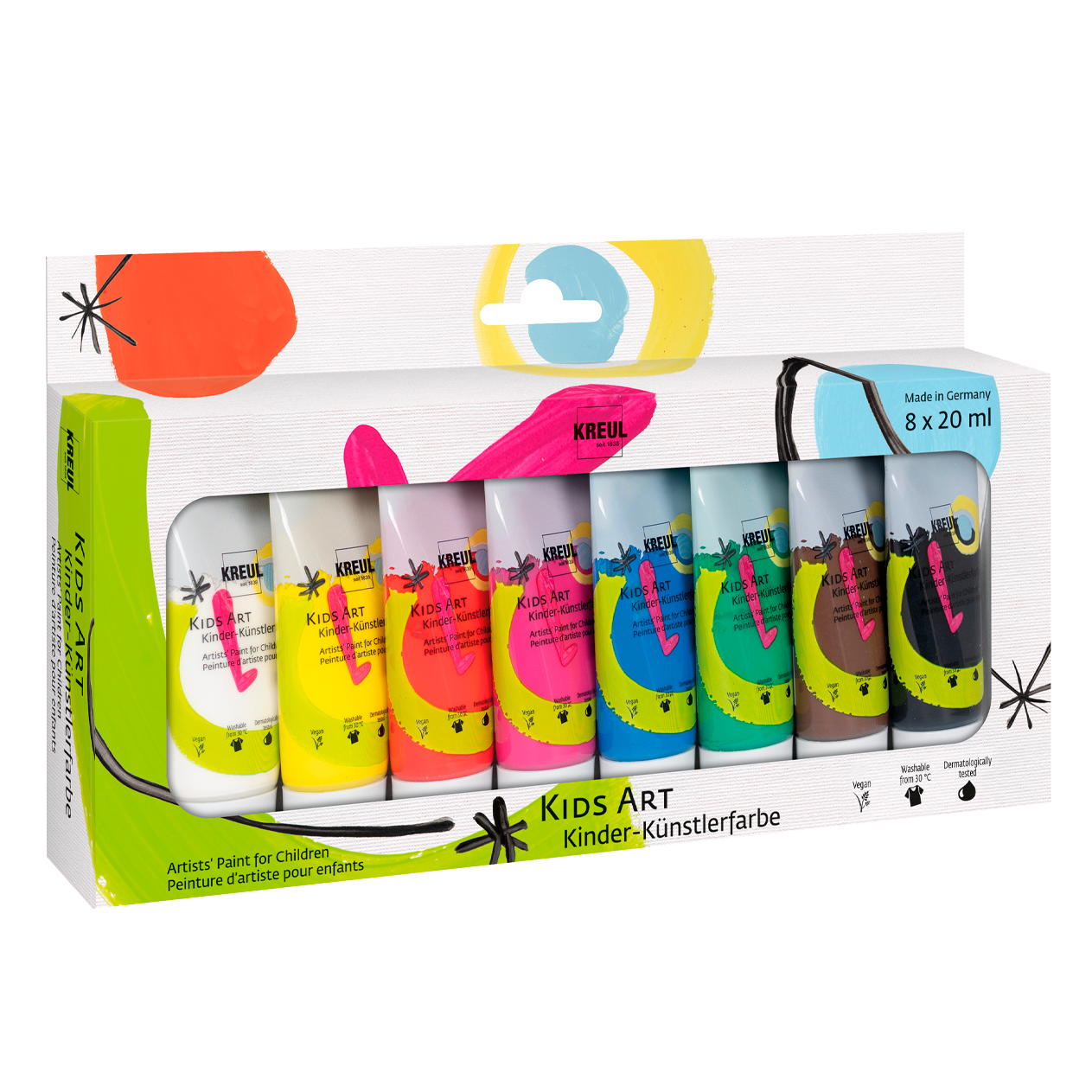 KREUL Kids Art Kinder-Künstlerfarbe 20 ml Tuben 8er Set