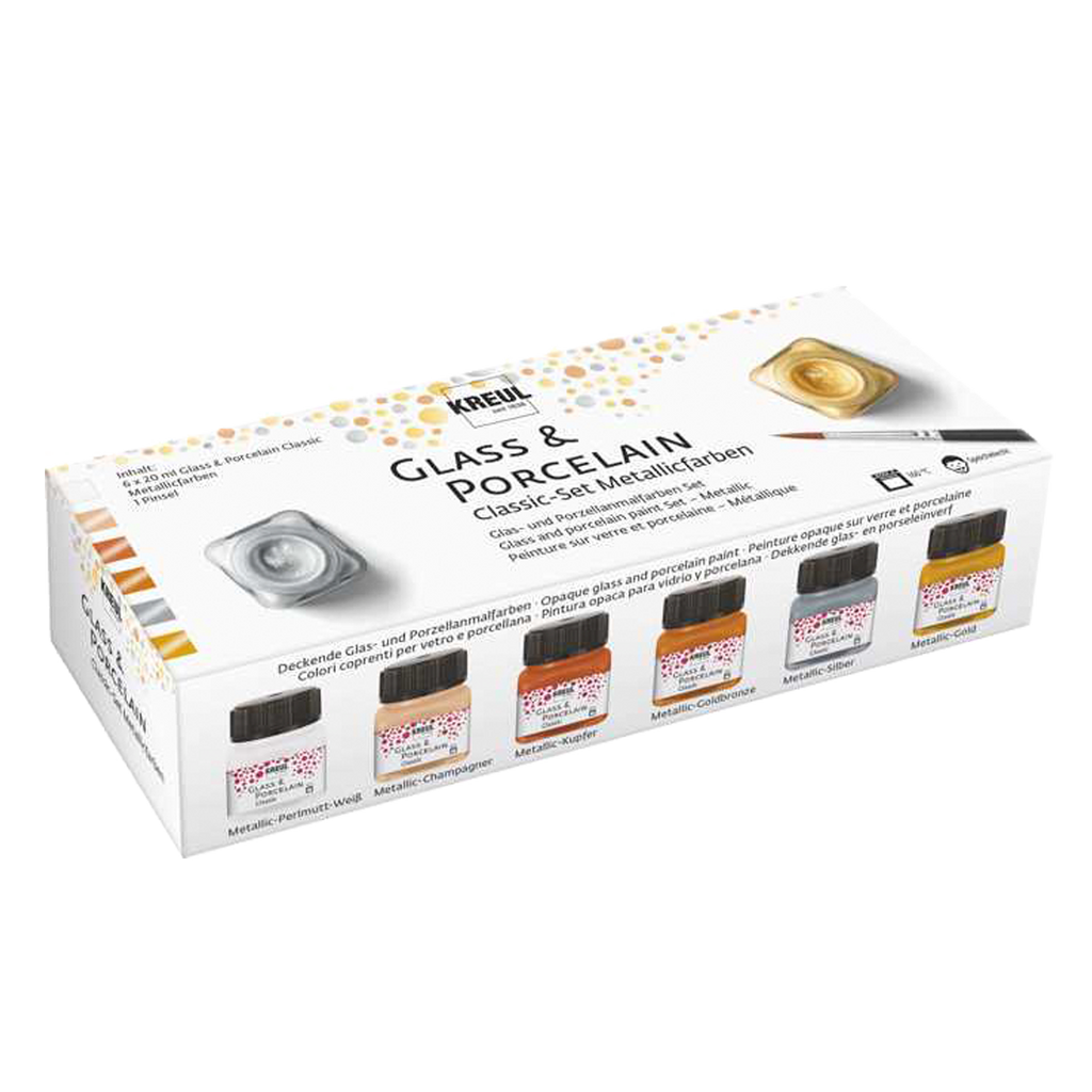 KREUL Glass & Porcelain Classic Metallicfarben Set 6 x 20 ml