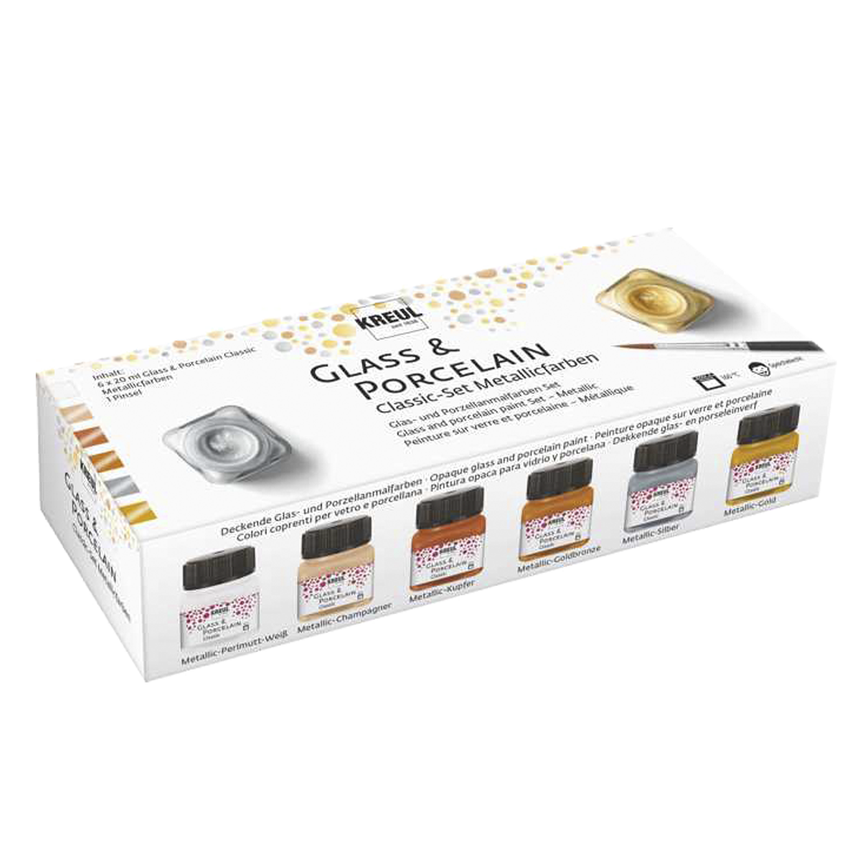 KREUL Glass & Porcelain Classic Metallicfarben Set 6 x 20 ml