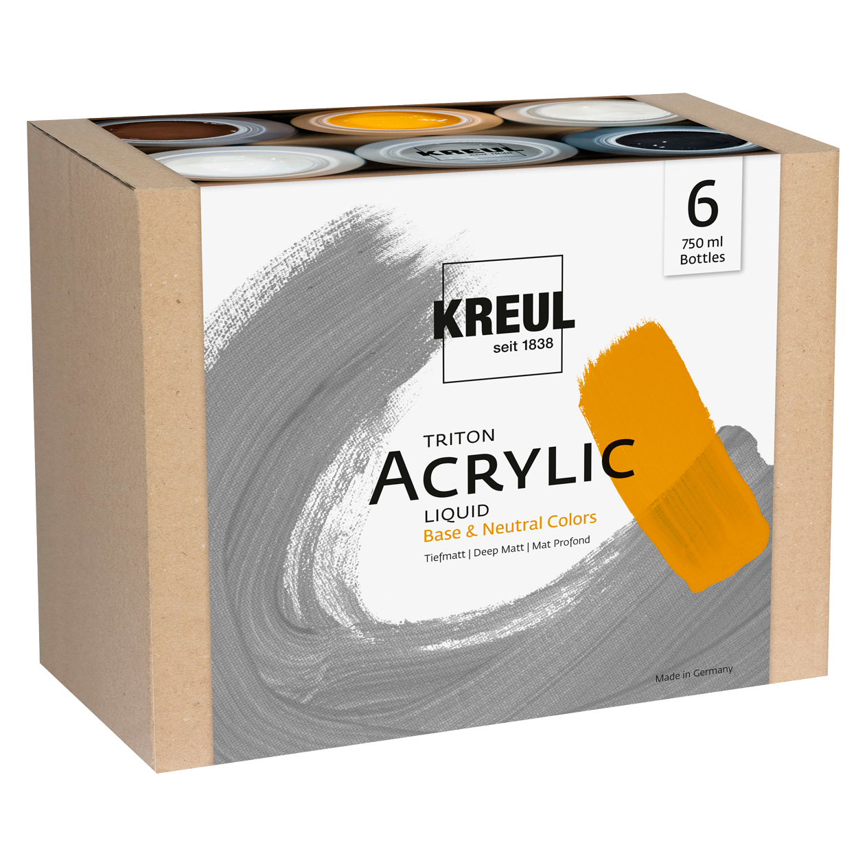KREUL Triton Acrylic Liquid Set Base & Neutral Colors 6 x 750 ml