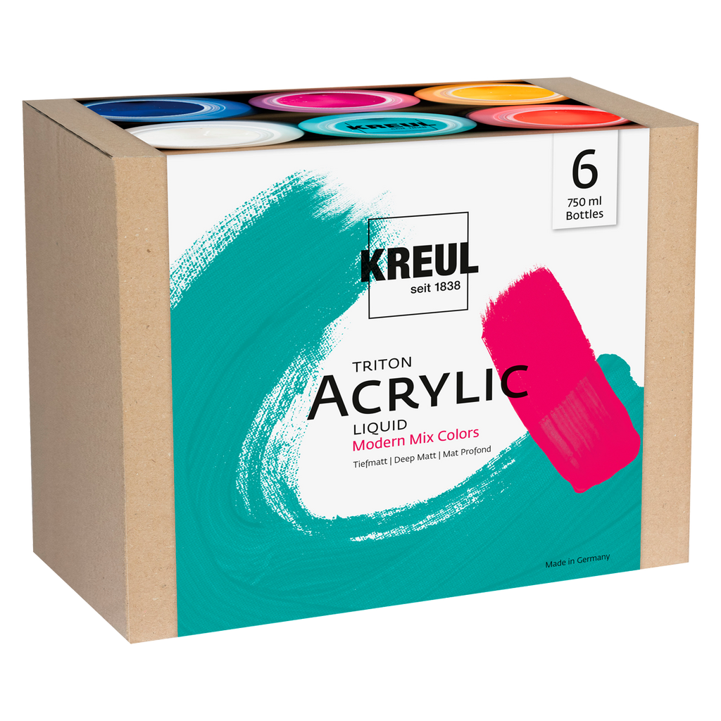 KREUL Triton Acrylic Liquid Set Modern Mix Colors 6 x 750 ml