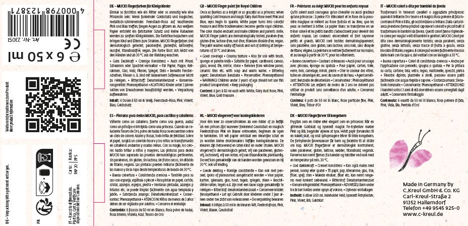 MUCKI Fingerfarbe für Königskinder 6er Set 50 ml