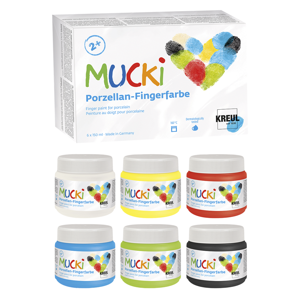 MUCKI Porzellan-Fingerfarbe 6er Set 150 ml