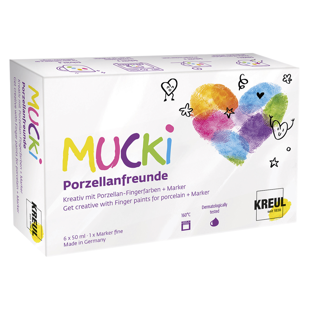 MUCKI Porzellanfreunde Set mit Porzellan-Fingerfarben + Marker