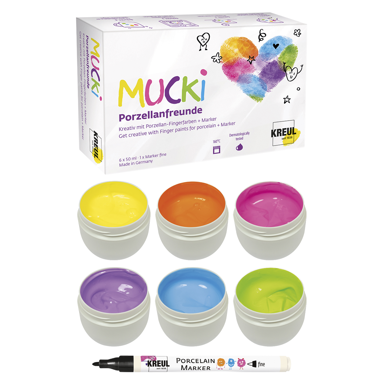 MUCKI Porzellanfreunde Set mit Porzellan-Fingerfarben + Marker