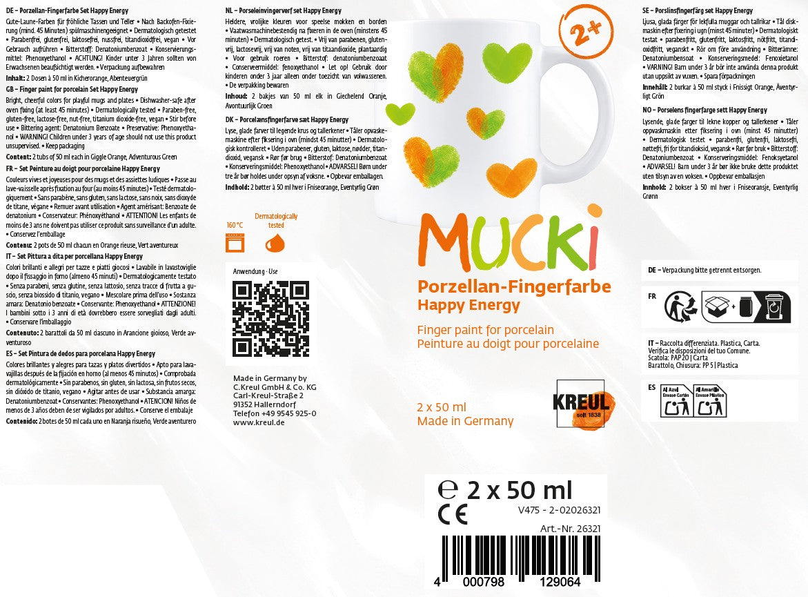 MUCKI Porzellan-Fingerfarbe Set Happy Energy 2 x 50 ml