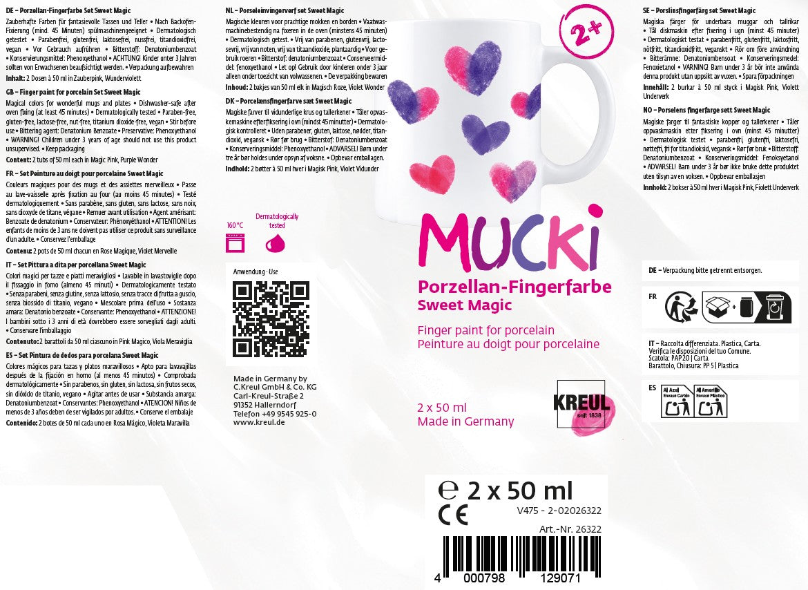 MUCKI Porzellan-Fingerfarbe Set Sweet Magic 2 x 50 ml