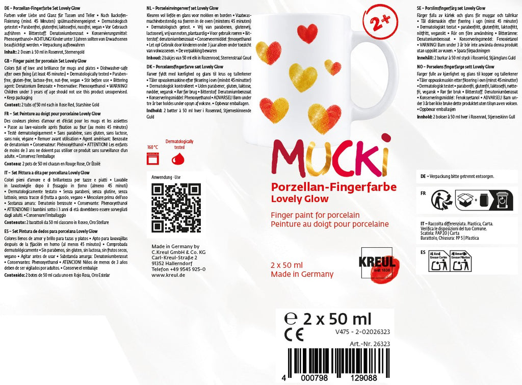 MUCKI Porzellan-Fingerfarbe Set Lovely Glow 2 x 50 ml