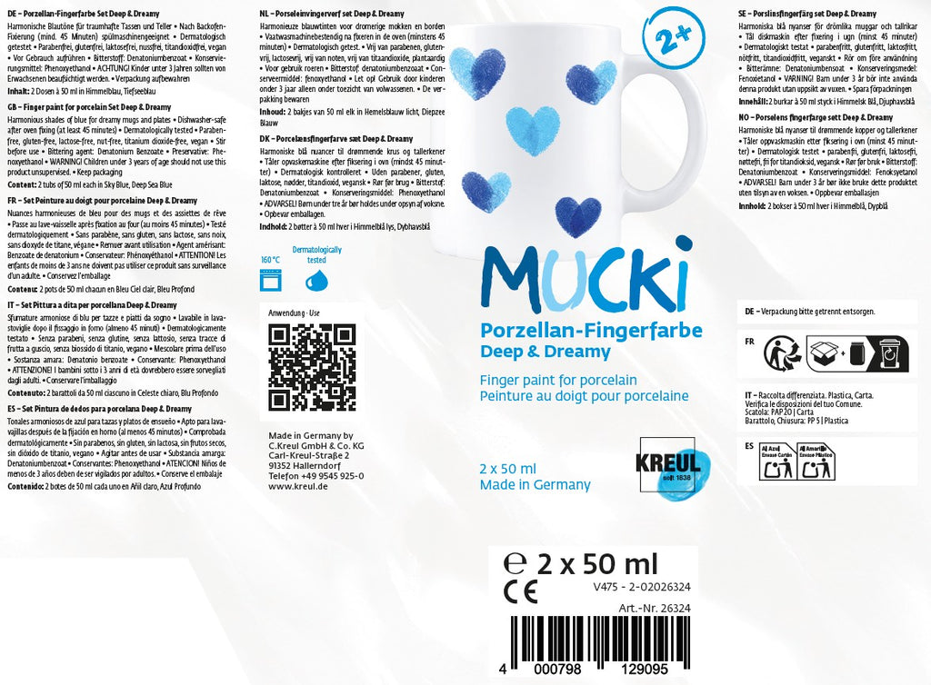 MUCKI Porzellan-Fingerfarbe Set Deep & Dreamy 2 x 50 ml