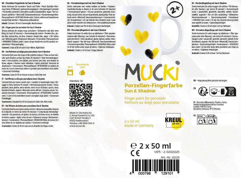 MUCKI Porzellan-Fingerfarbe Set Sun & Shadow 2 x 50 ml