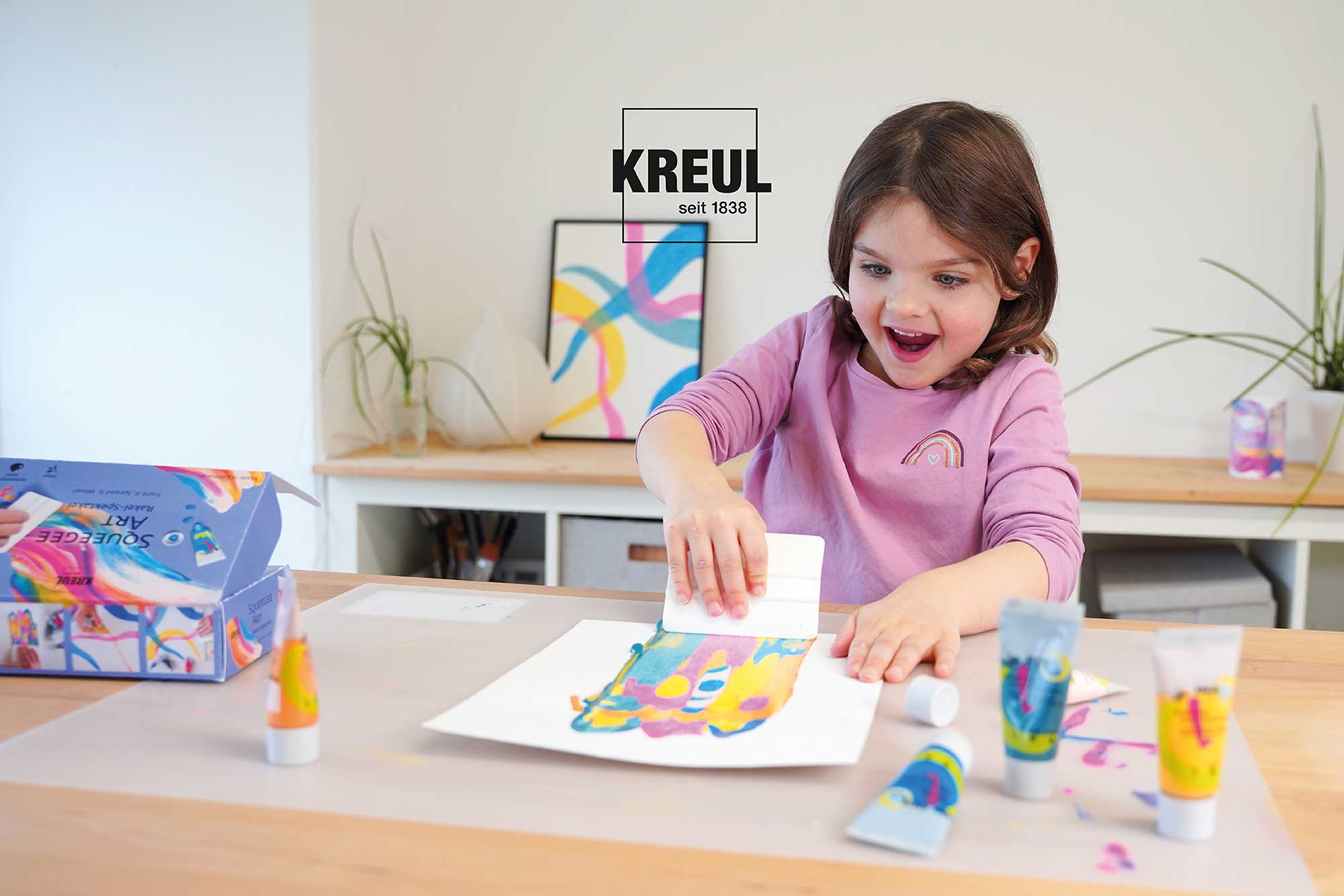 KREUL Squeegee Art Set mit Kids Art Kinder-Künstlerfarben