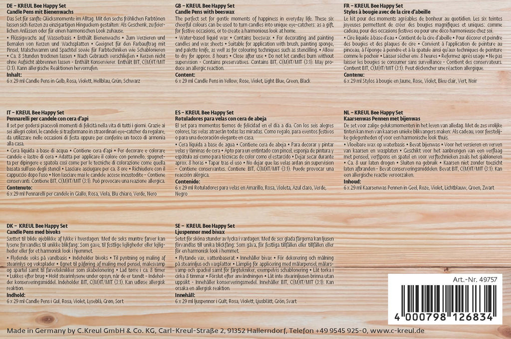 KREUL Candle Pen 6er Set Bee Happy