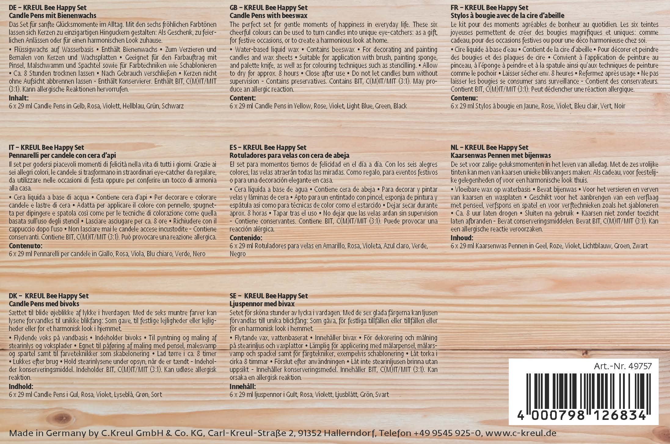 KREUL Candle Pen 6er Set Bee Happy