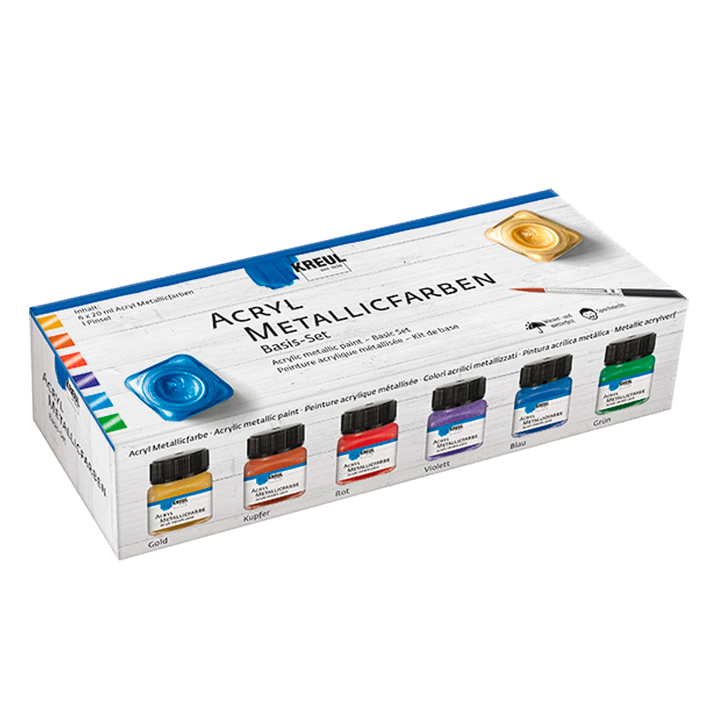KREUL Acryl Metallicfarben Basis Set 6 x 20 ml