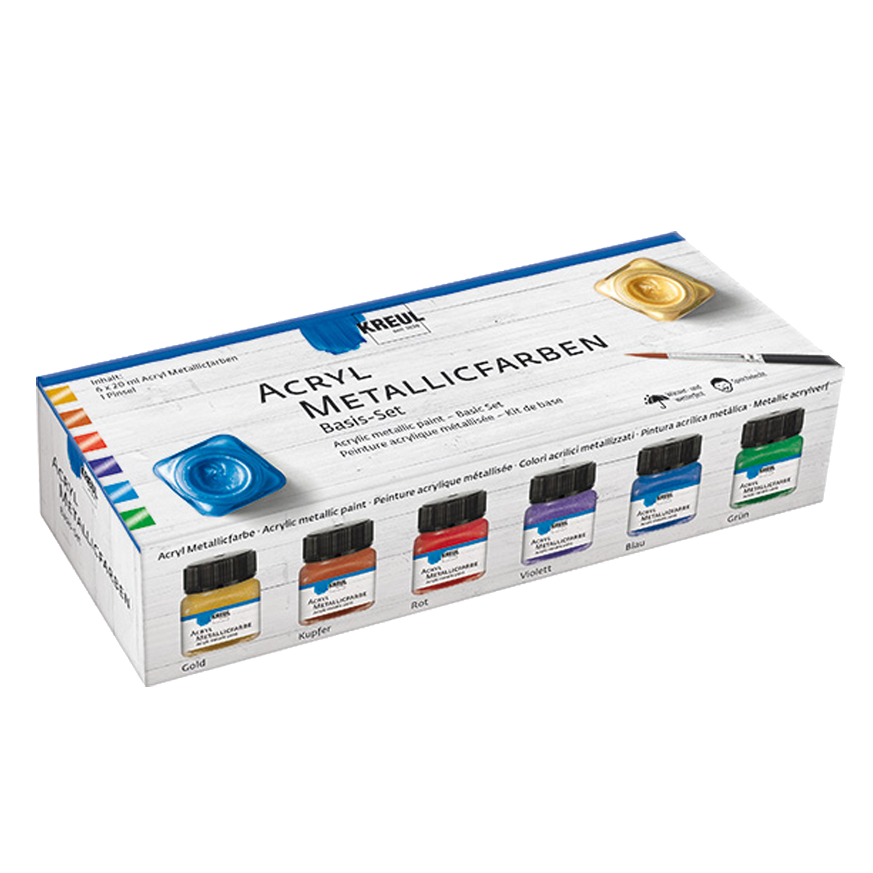 KREUL Acryl Metallicfarben Basis Set 6 x 20 ml