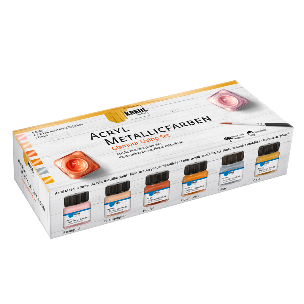 KREUL Acryl Metallicfarben Set Glamour Living 6 x 20 ml