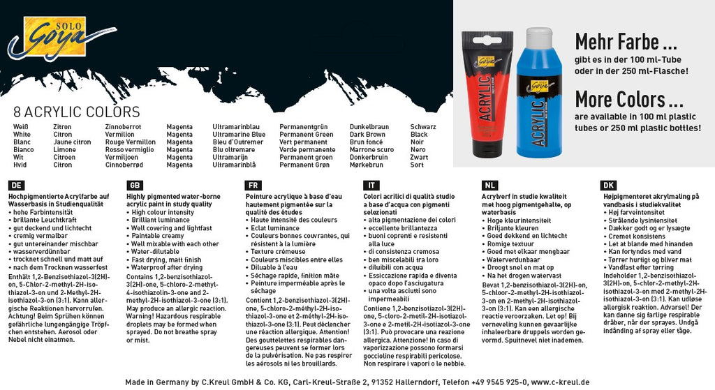 SOLO GOYA Acrylic 20 ml Tuben 8er Set