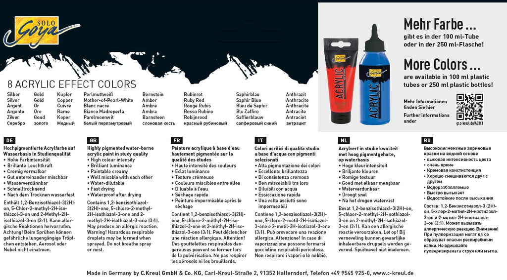 SOLO GOYA Acrylic 20 ml 8er Set Effect Colors